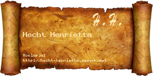 Hecht Henrietta névjegykártya
